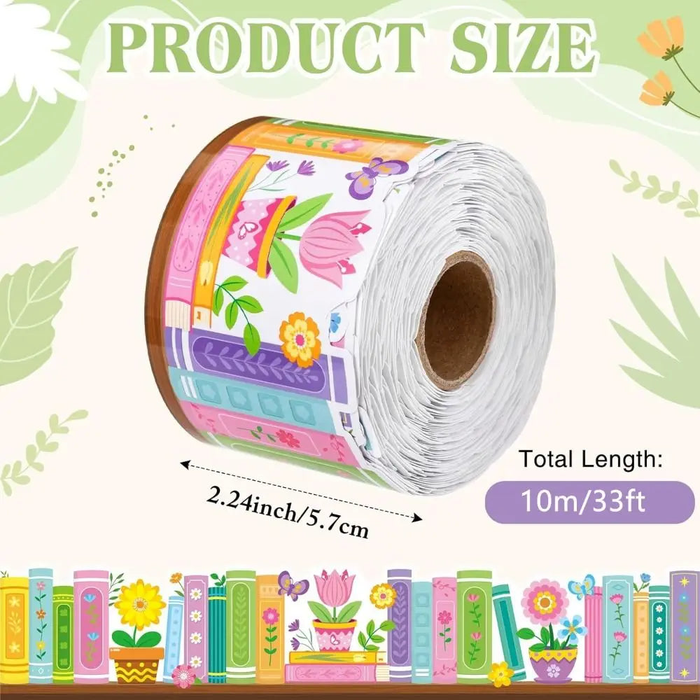 Self-Adhesive Floral Blackboard Border Sticker 10m Classroom Roll Decorative Border Sticker Nixie
