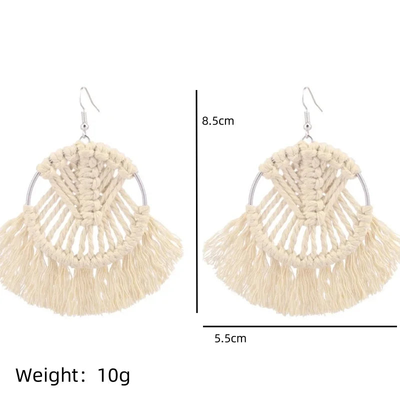Bohemian Tassel Fan Drop Earrings – Hand Woven Boho Style Tassel Drop Earrings Nixie