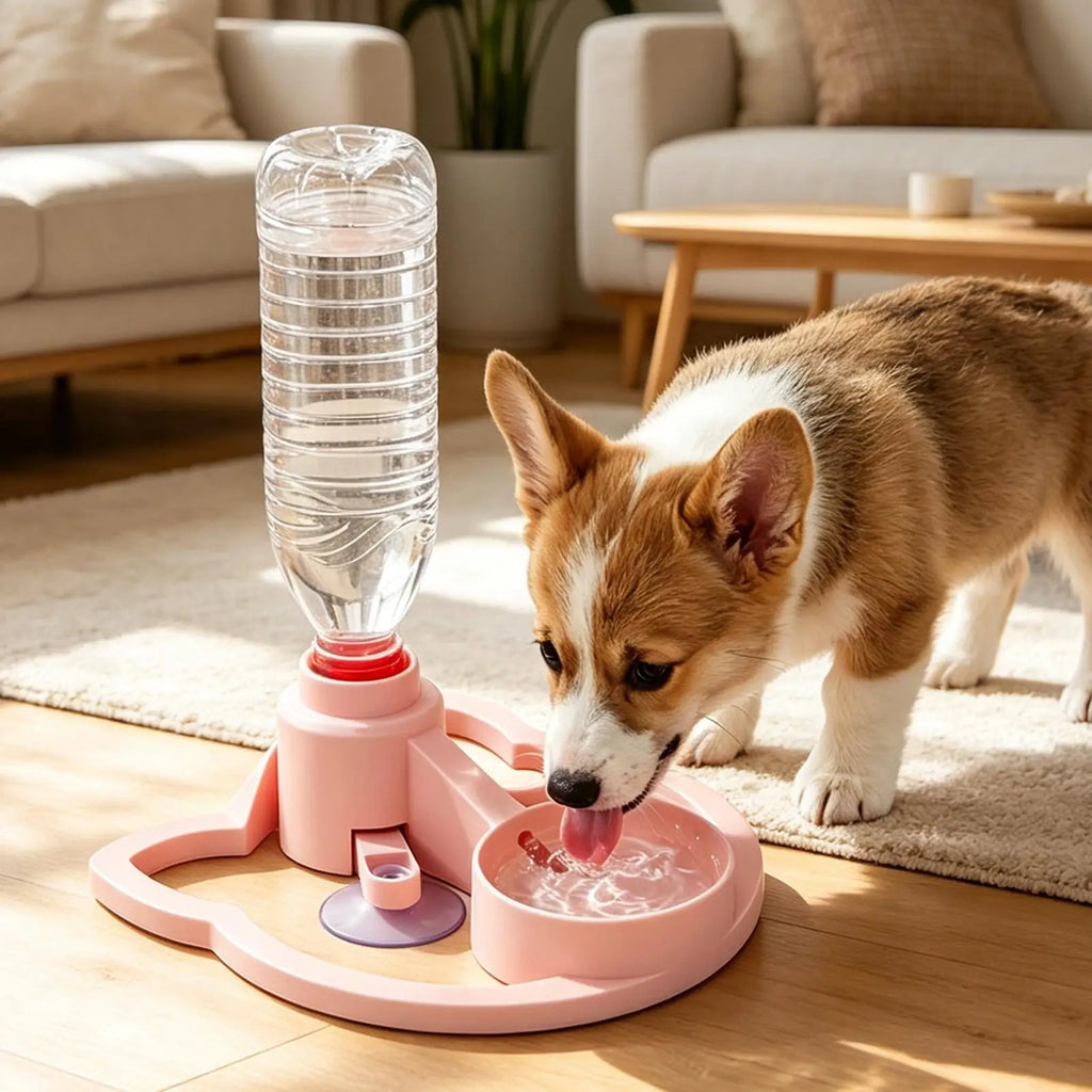 Gravity Cat Water Dispenser 630ml Bottle & Suction Cup Bowl Pet Water Dispenser Nixie