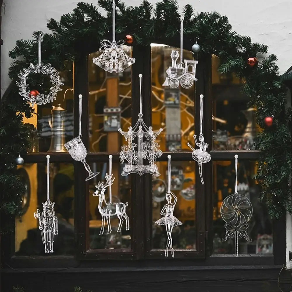 Clear Acrylic Christmas Pendants – Elk, Wreath & Crown Ornaments Christmas Ornaments Nixie