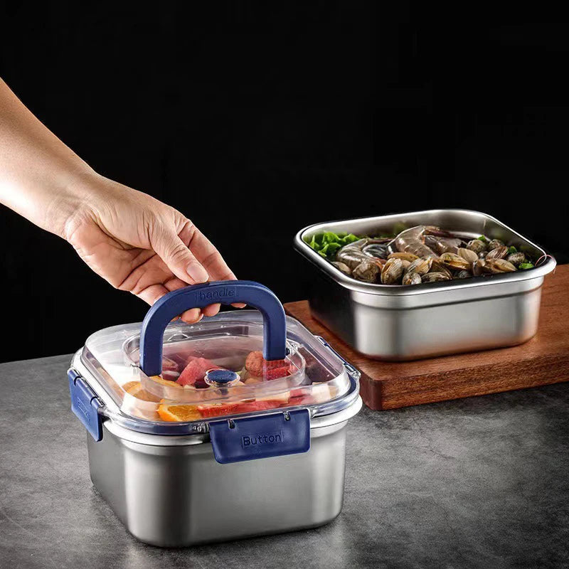 Stainless Steel Lunch Box Bento Food Container with Lid & Handle Stainless Lunch Box Nixie
