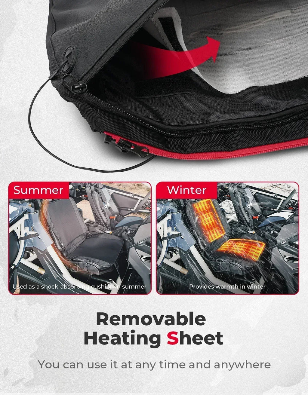KEMIMOTO Heated Seat Cushion 3 Heat Levels – UTV Camping Outdoor Heated Seat Cushion Nixie