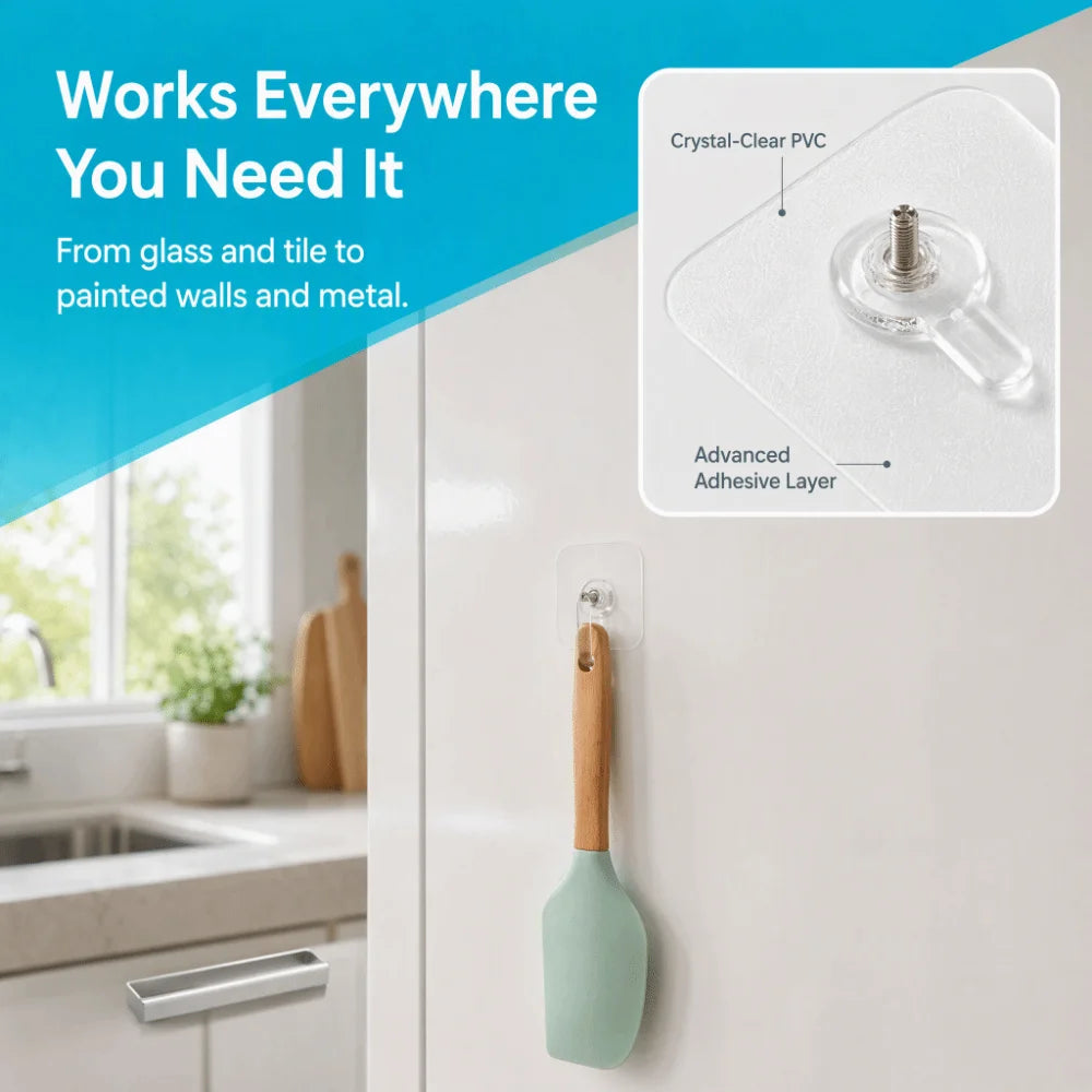 50 PCS Self Adhesive Wall Hooks – No-Drill Traceless Design
