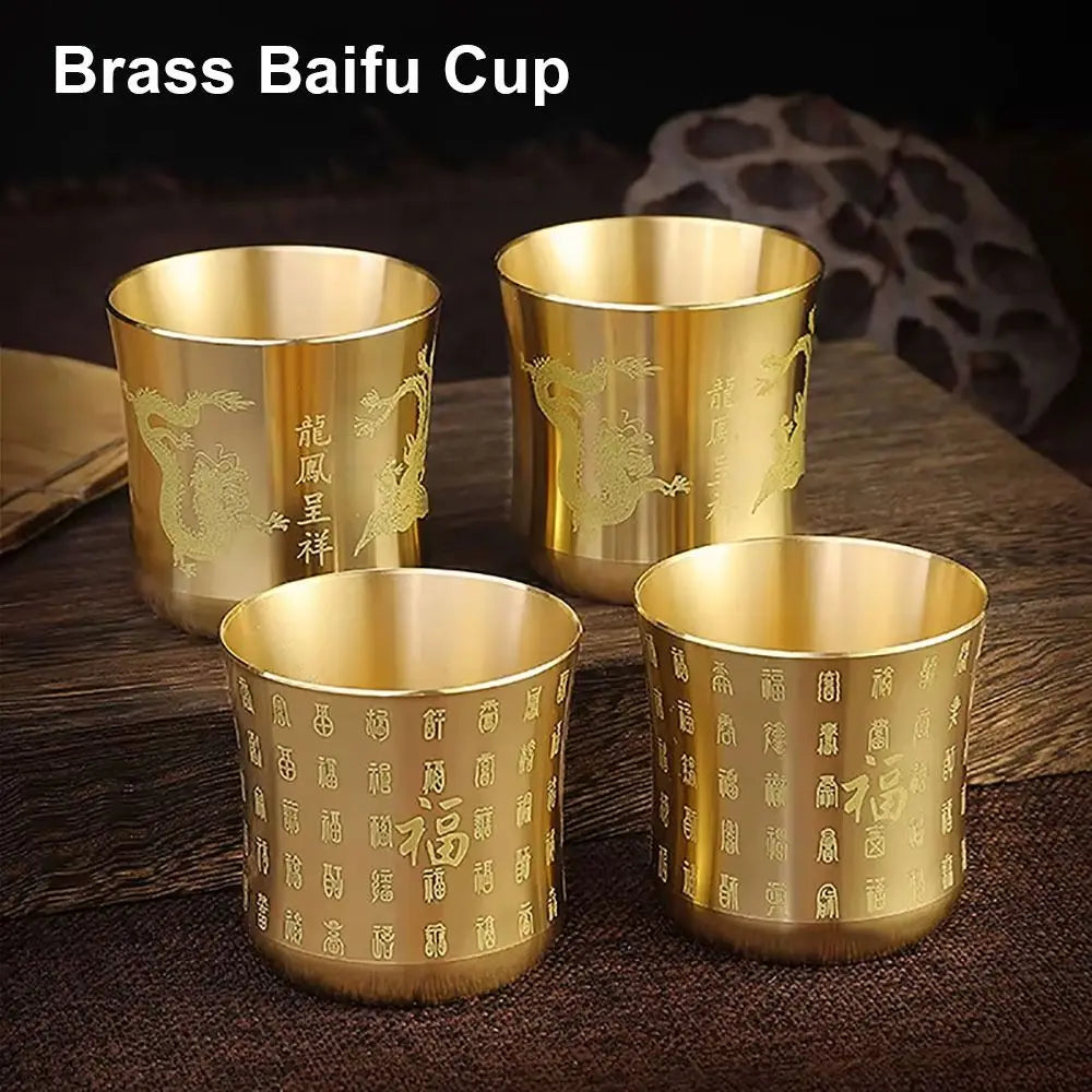 Brass Baifu Cup Cornucopia Desktop Ornament – 6cm Polished
