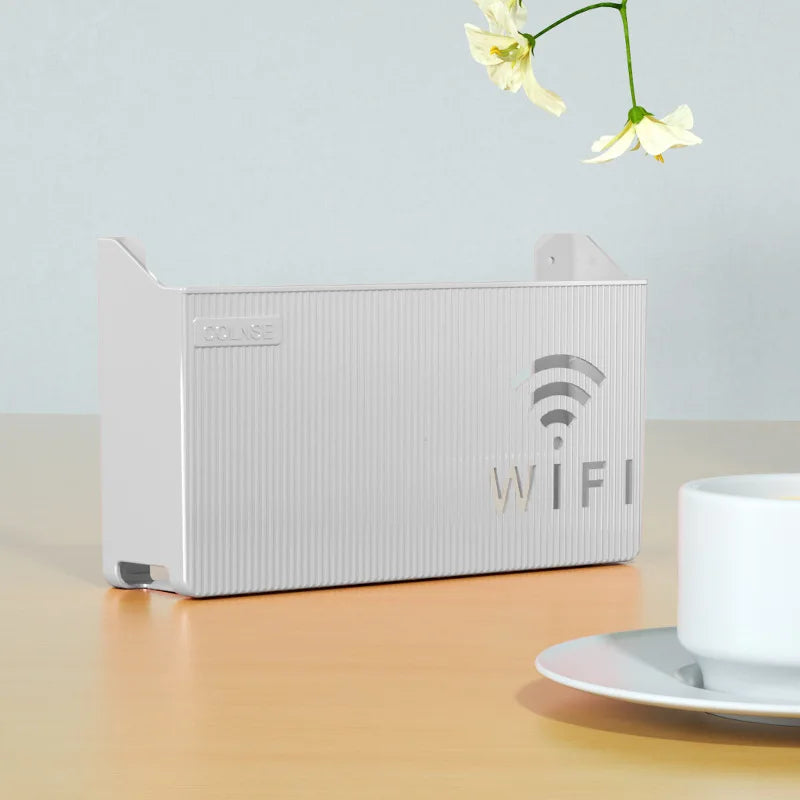 Wall Mount WiFi Router Shelf & Cable Organizer Box – PVC Router Organizer Shelf Nixie Grey