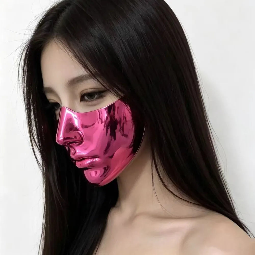Glossy Black Half Face Mask | PVC Cosplay Masquerade Mask Cosplay Face Mask Nixie Style 5