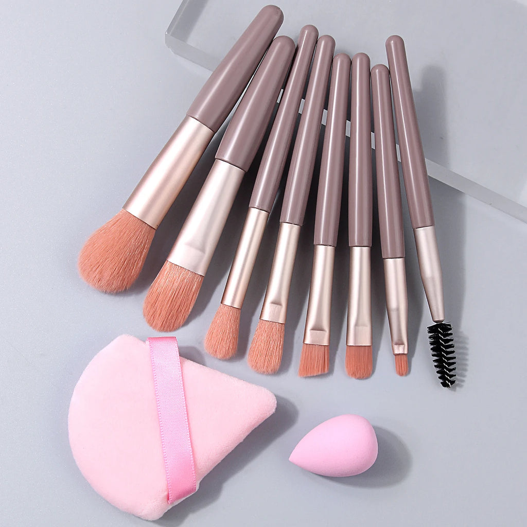 10-Piece Soft Fluffy Makeup Brush Set – Foundation & Blush Makeup Brush Set Nixie Pink