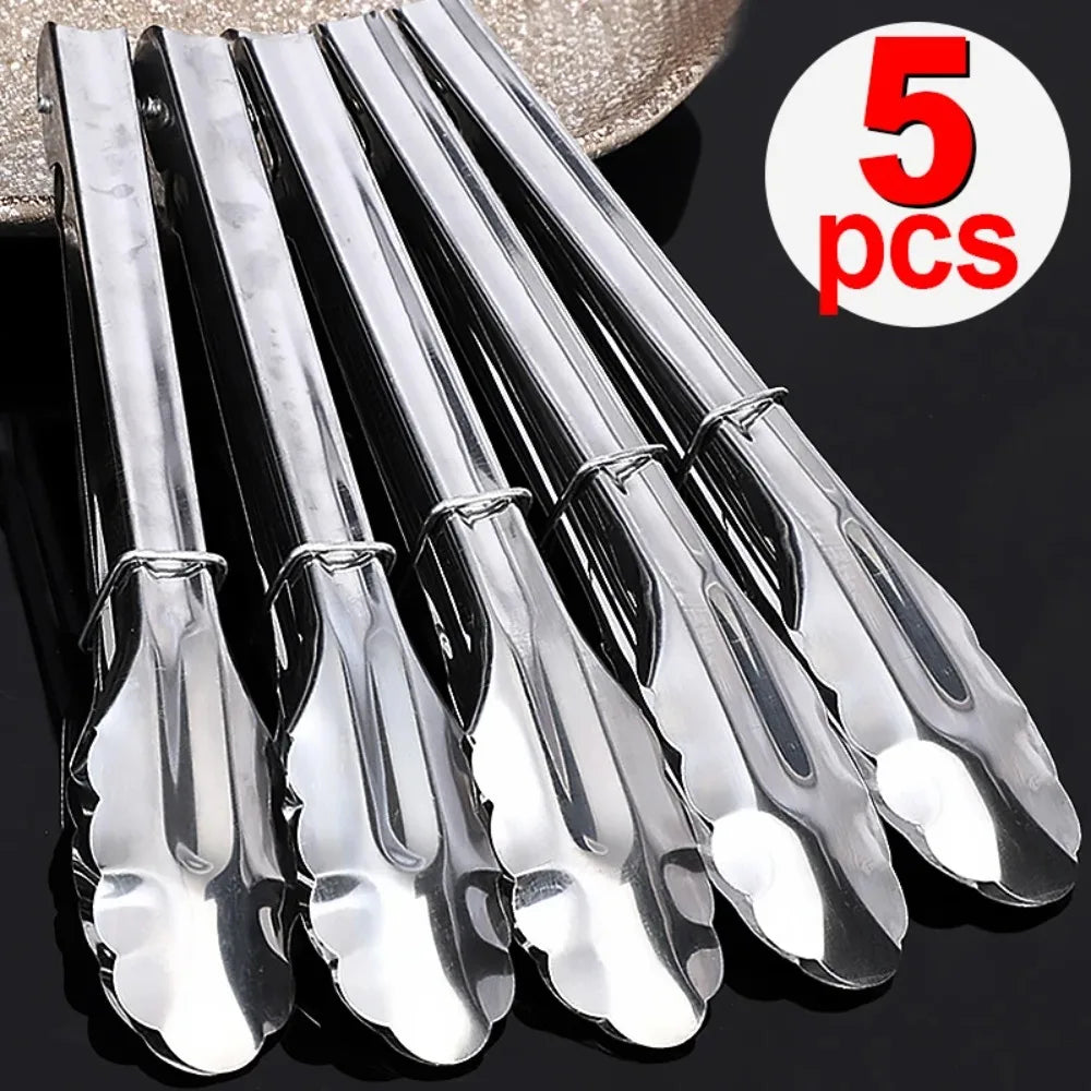 Stainless Steel BBQ Tongs – Non-Slip Long Handle, Dishwasher Safe Kitchen Tongs Nixie 17cm- 5pcs
