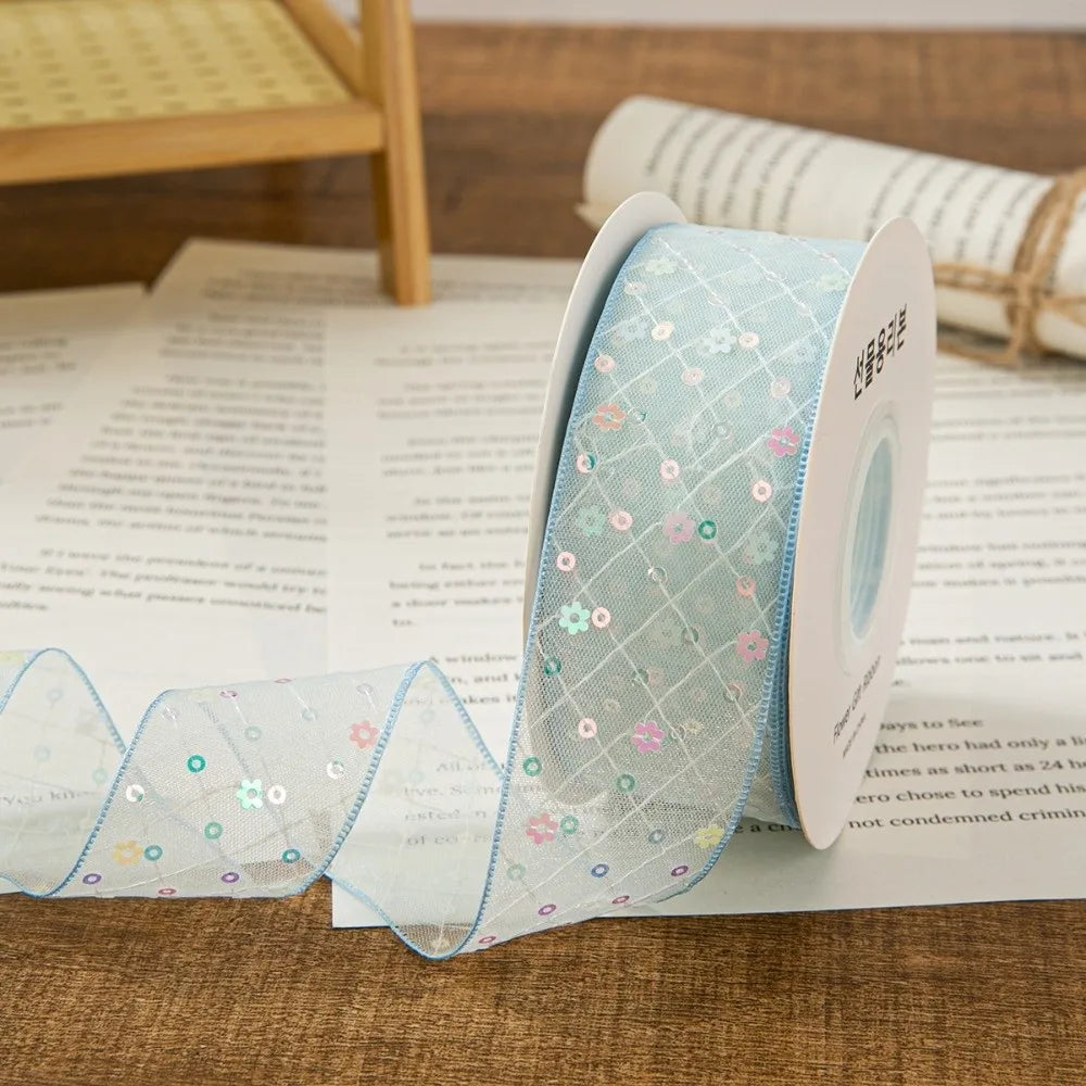 10 Yards Sequined Mesh Lace Ribbon 4cm – DIY Gift Wrap & Décor Craft Lace Ribbon Nixie Blue