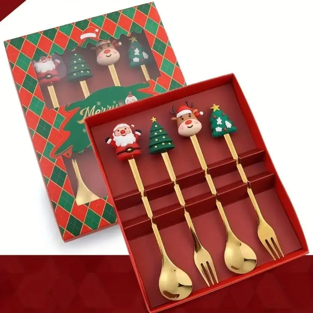 Christmas Coffee Spoons Set – Santa, Tree & Star Motifs