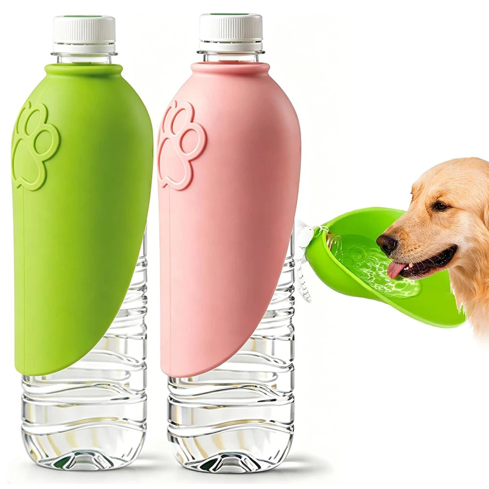 Portable Dog Water Bottle Adapter – Foldable Silicone Pet Bowl Pet Water Dispenser Nixie 2PCS Green Pink