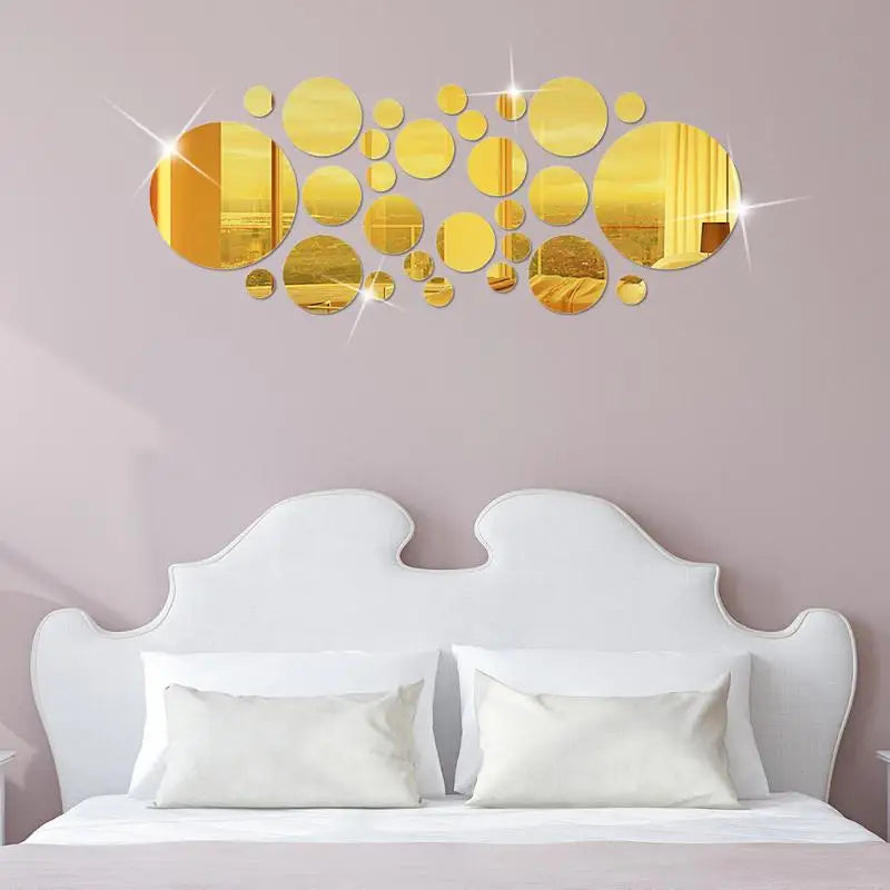 26Pcs 3D Round Acrylic Mirror Wall Stickers – DIY Home Decor Mirror Wall Stickers Nixie