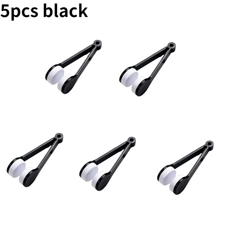 Mini Portable Eyeglass Cleaner Clip – Microfiber Lens Wipe Tool Lens Cleaning Clip Nixie 5pcs black