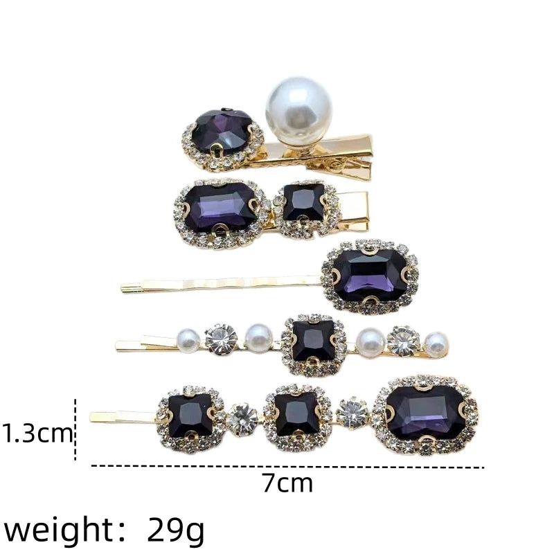 Vintage Rhinestone Hair Clips Set – Elegant Barrettes for Women