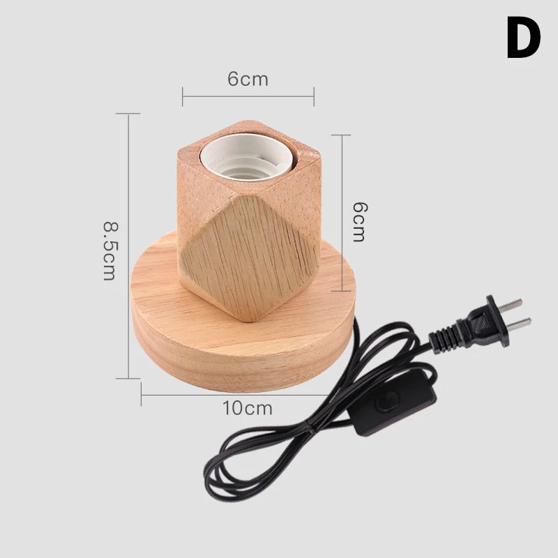 Retro Wooden Table Lamp E27 Vintage Desk Lamp Base 220V Wooden Table Lamp Nixie D