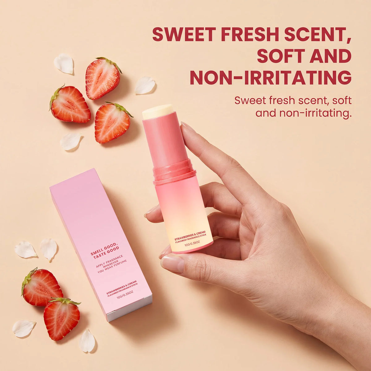 Strawberry Cream Solid Perfume Stick – Portable Fruity Balm Solid Perfume Stick Nixie