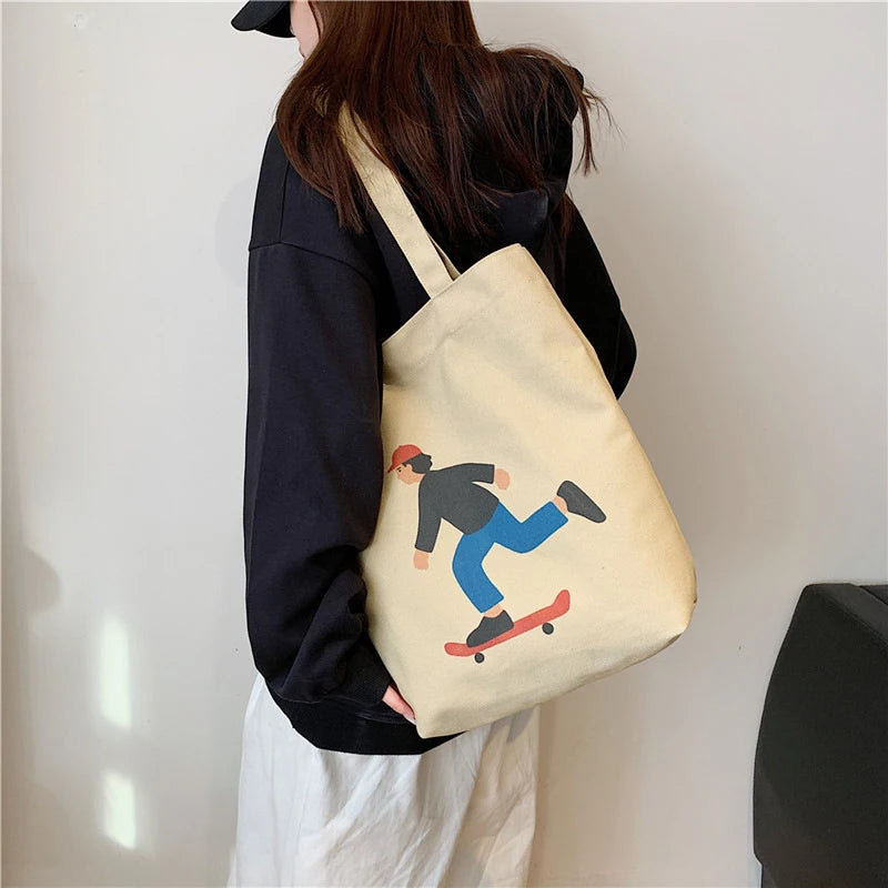 Cartoon Harajuku Canvas Crossbody Bag – Cute Women's Shoulder Bag Canvas Shoulder Bag Nixie