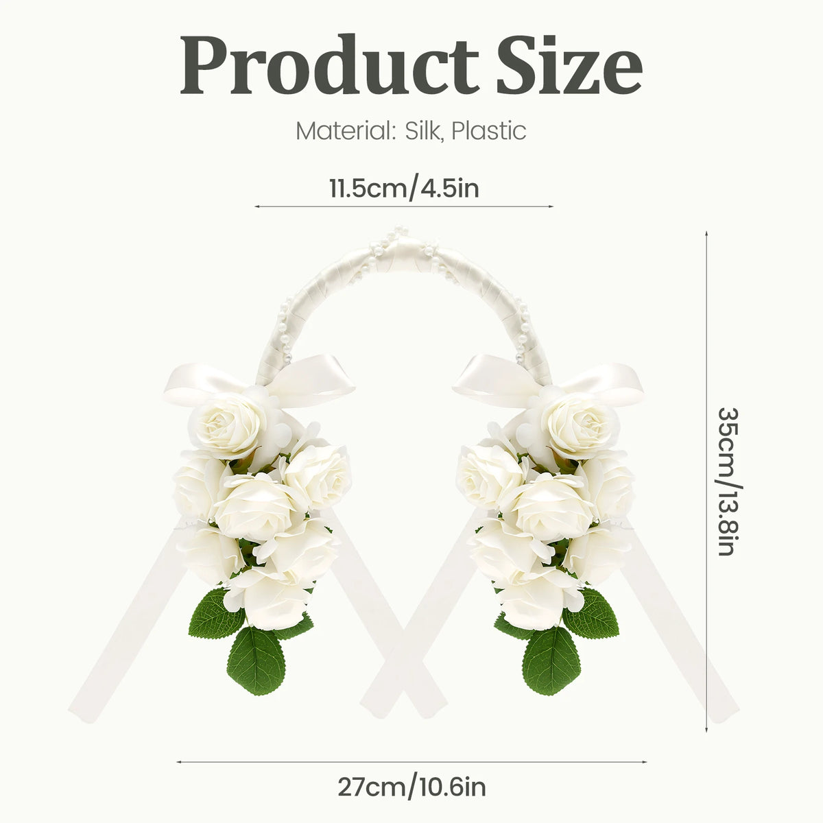 Artificial White Rose Bridal Bouquet with Pearl Handle Artificial Bridal Bouquet Nixie White