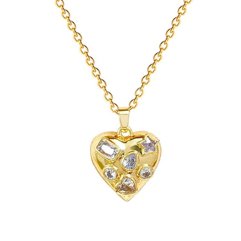 Heart Pendant Necklace for Women – Gold Stainless Steel Choker Pendant Necklace Nixie