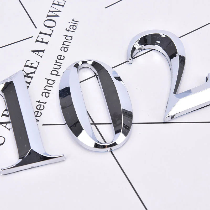 Self-Adhesive Chrome House Door Number Sign Sticker 7x4.5cm Door Number Sign Nixie