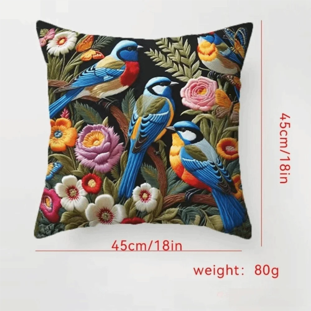 Bohemian Floral Bird 45cm Decorative Pillow Cover | Cushion Case Decorative Pillow Cover Nixie