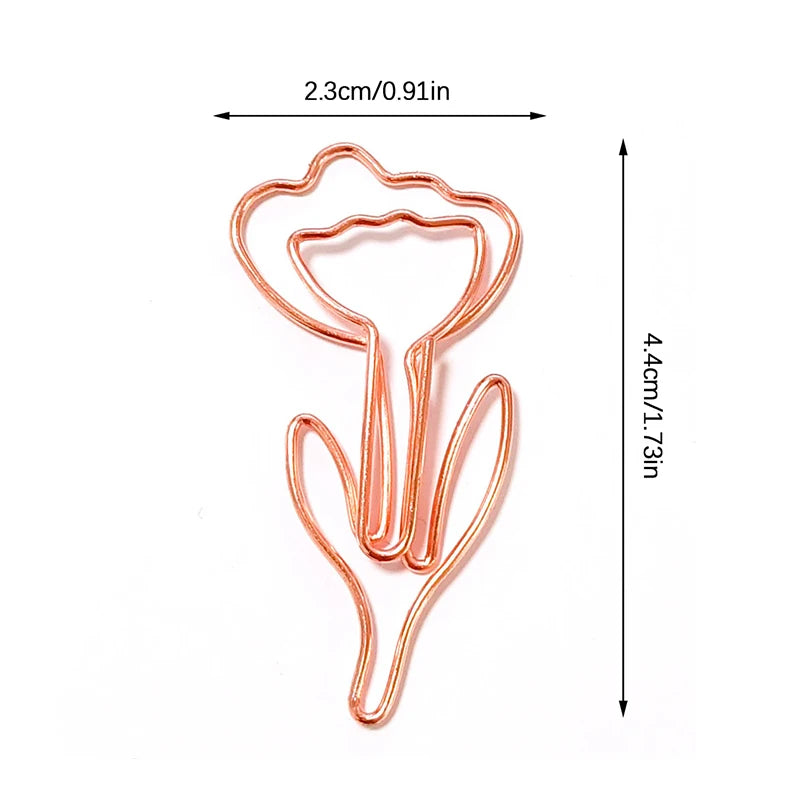10PCS Flower Shaped Colored Metal Paper Clips | Desk Bookmarks Decorative Paper Clips Nixie