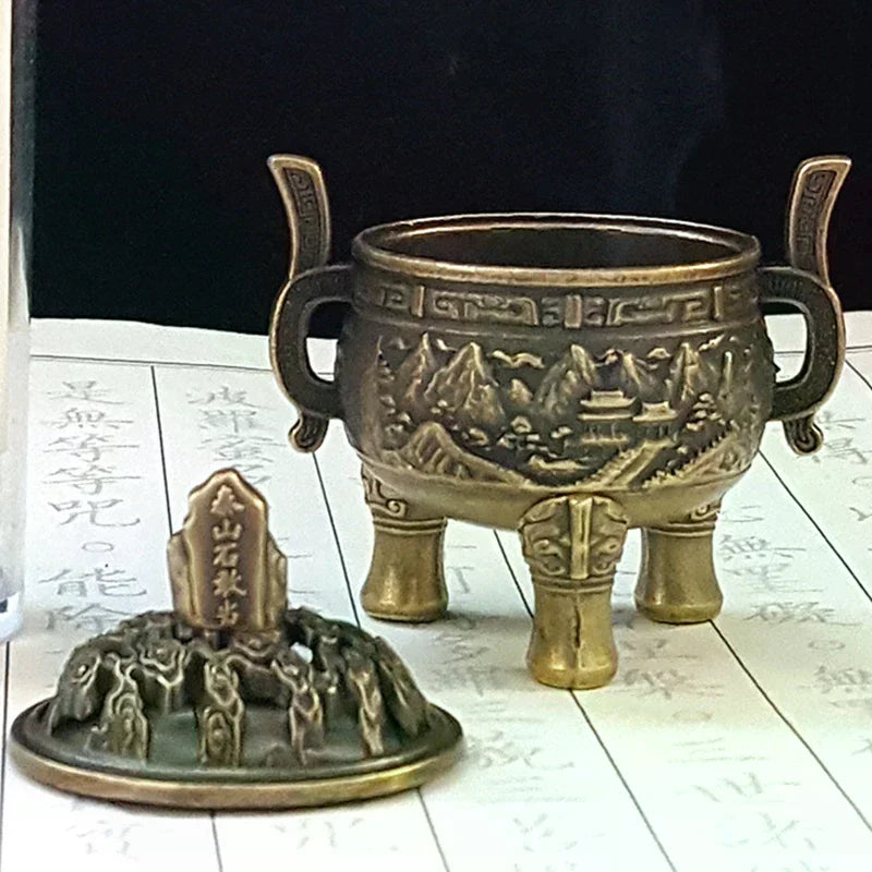 Three-Legged Incense Burner Bowl – Ancient Taishan Stone Style Incense Burner Bowl Nixie