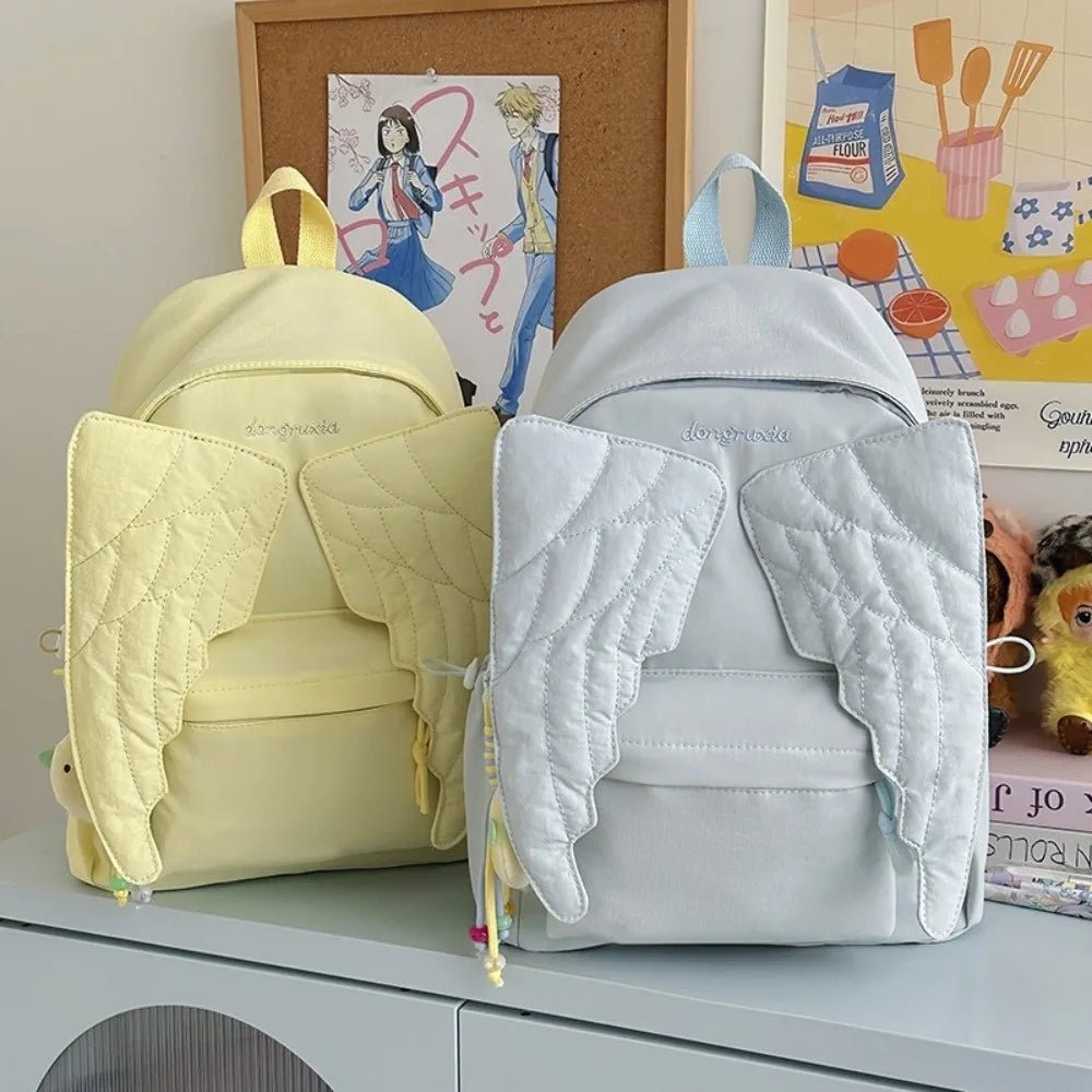 Angel Wing Y2K Embroidered Backpack – Lightweight Nylon Bag
