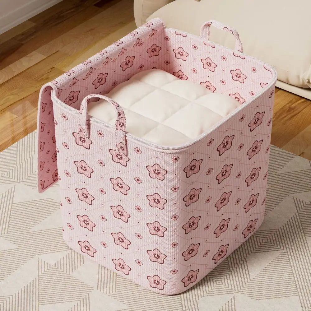 Foldable Clothes Storage Bin with Handle – Cherry Blossom