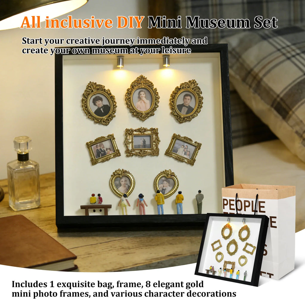 DIY Mini Museum Shadow Box Kit with Gold Frames | Nixie