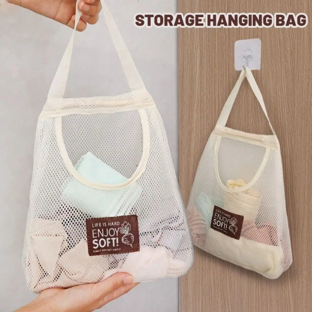 Hanging Mesh Net Storage Bag – Large Reusable Organizer