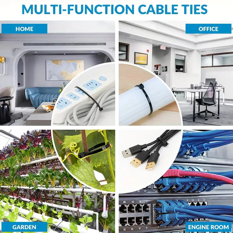250pcs 8MM Heavy Duty Black Nylon Cable Zip Ties – Water Resistant Nylon Cable Ties Nixie