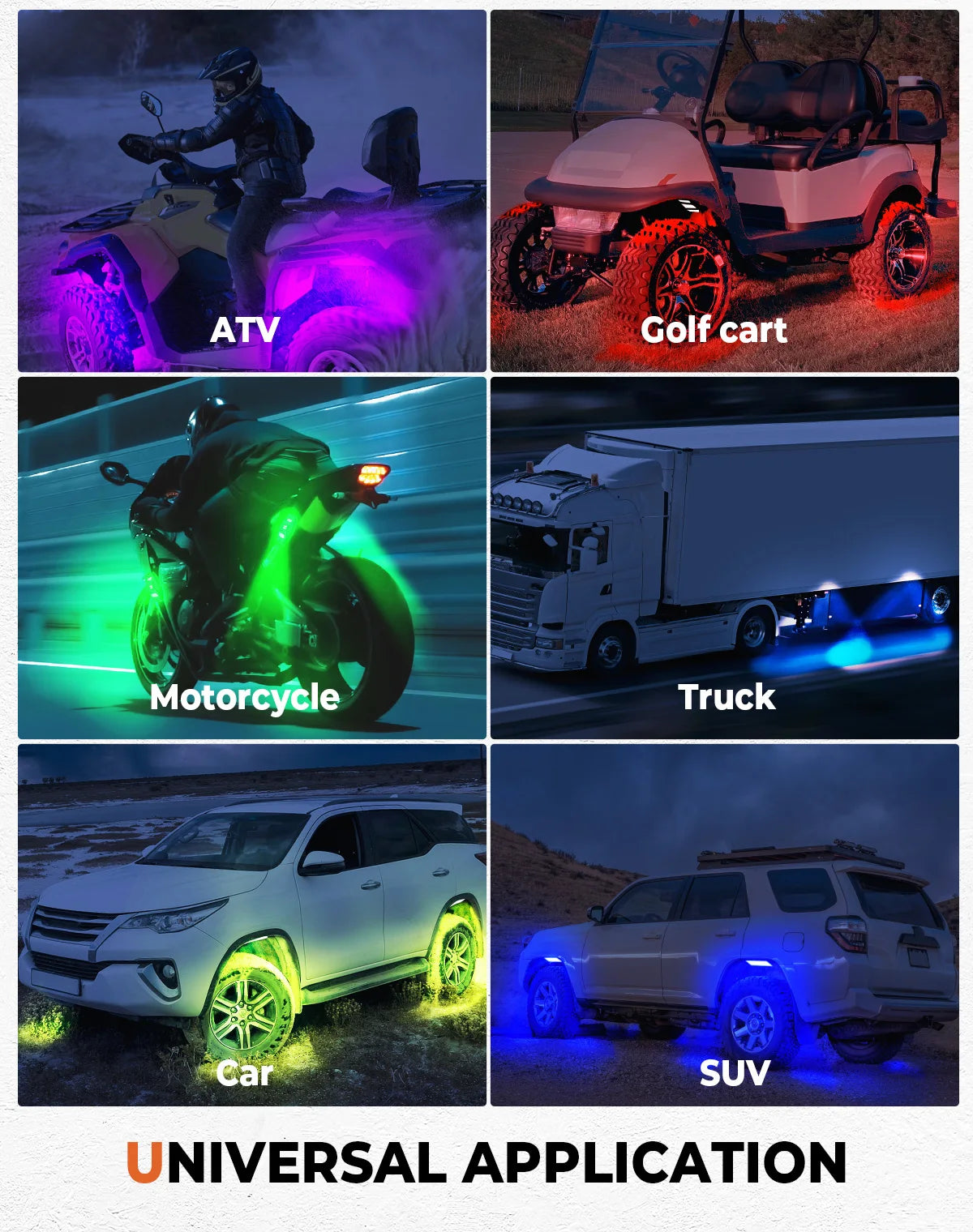 KEMIMOTO 6-Pod RGBW Rock Lights APP RF Control IP68 Waterproof LED Rock Light Kit Nixie
