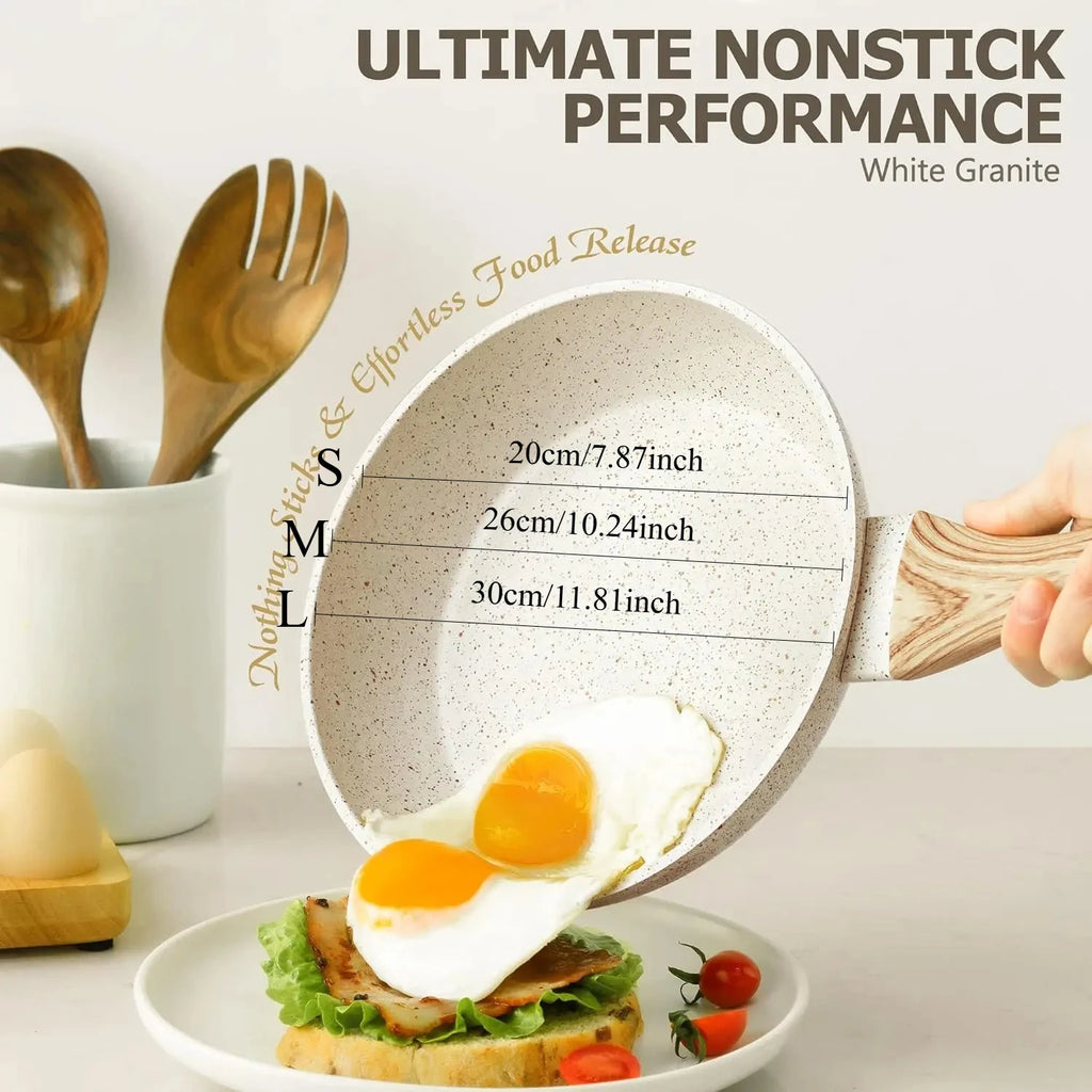 MICHELANGELO Granite Non-Stick Frying Pan with Lid | Induction Non-Stick Frying Pan Nixie