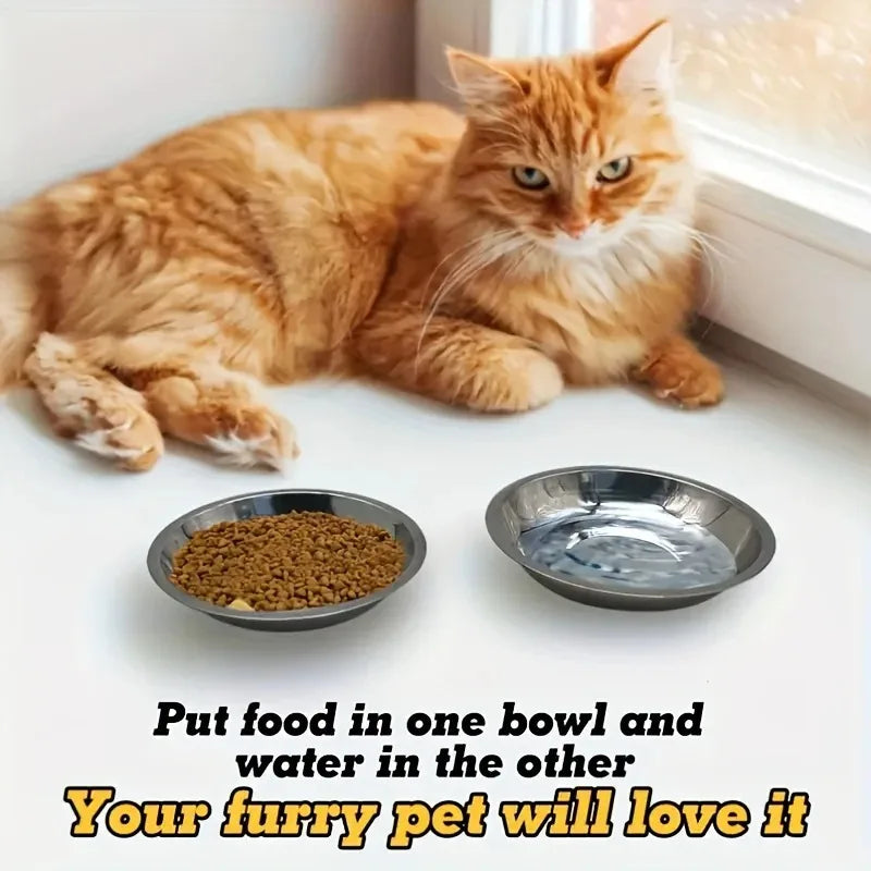 Stainless Steel Cat Bowls 2/6 Pcs – Non-Slip Wide Low-Profile Cat Feeding Bowl Nixie