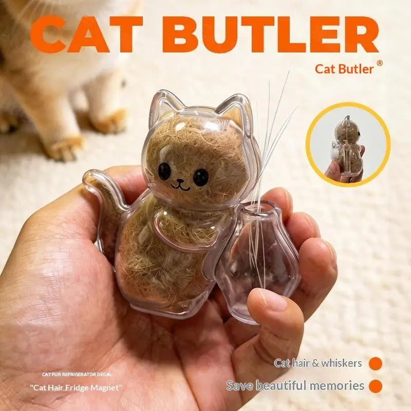 Transparent Cat Fur Storage Box Magnetic Fridge Organizer Pet Keepsake Storage Nixie