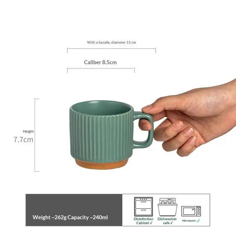 Thickened Ceramic Mug with Handle – Modern White Coffee Cup Ceramic Coffee Mug Nixie Green 201-300ml