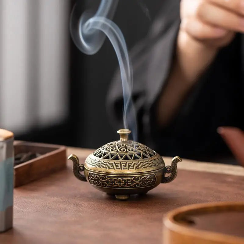 Retro Bronze Charcoal Stove Incense Burner Luxury Stand Incense Burner Stand Nixie