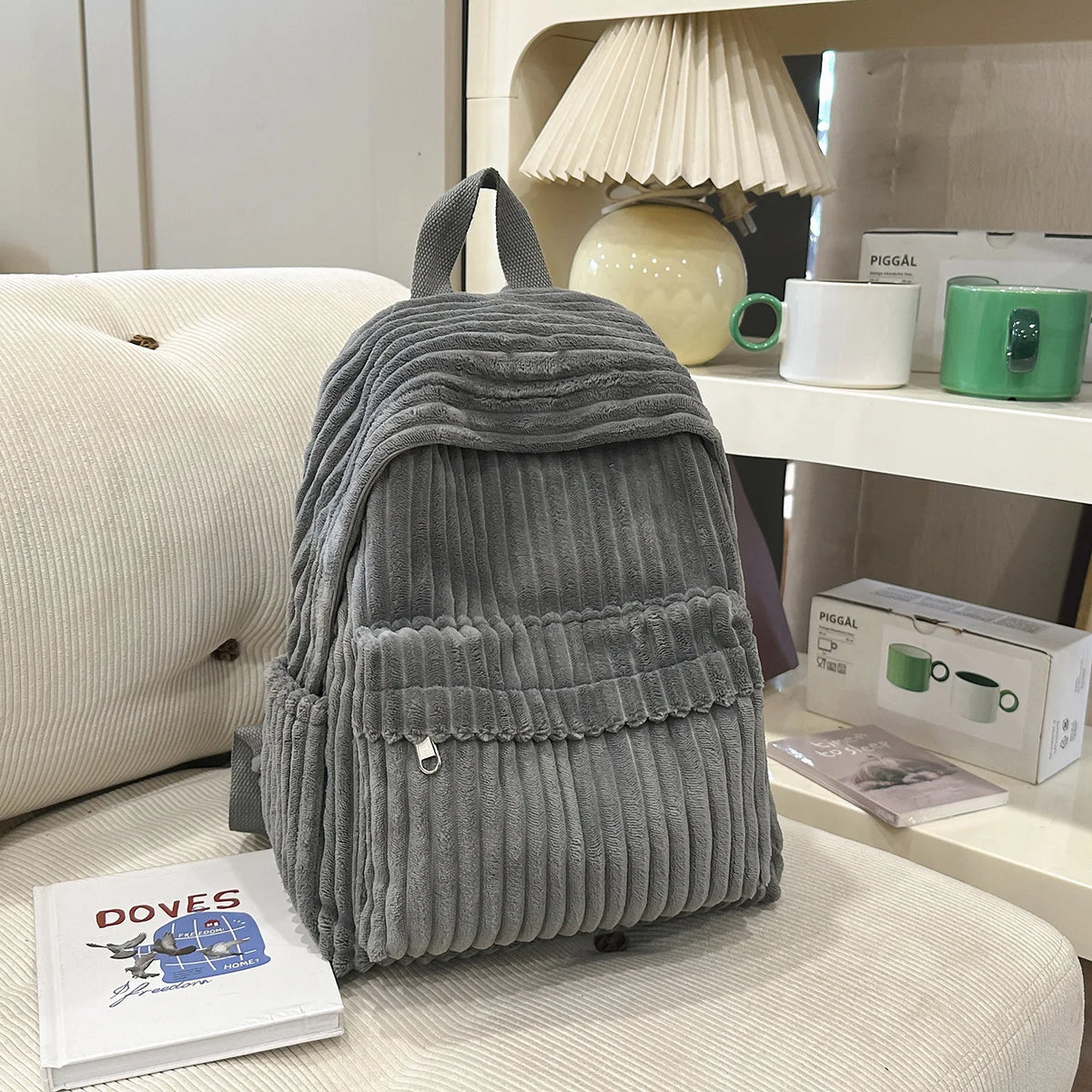 Women's Korean Corduroy Backpack – Versatile Student School Bag