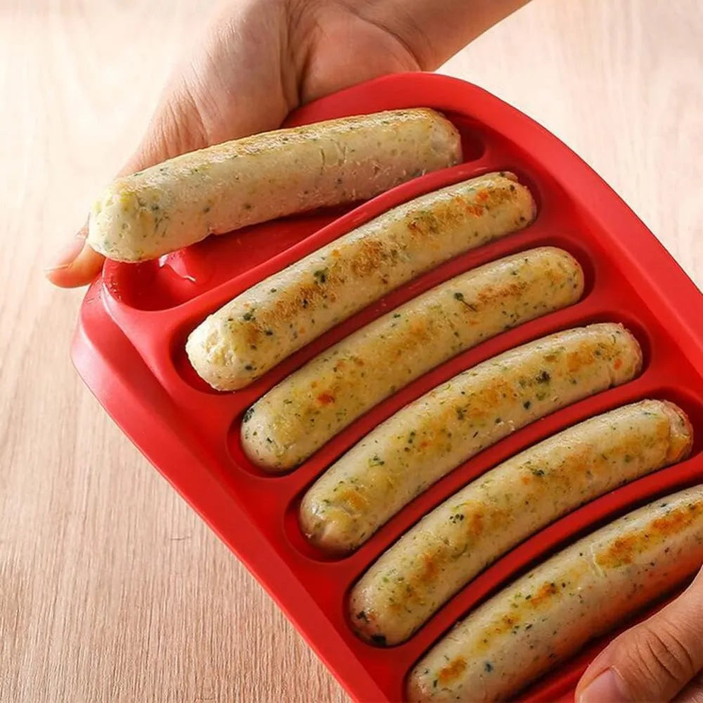 6-Cavity Silicone Sausage Mold with Lid – DIY Baking Tray Silicone Baking Mold Nixie