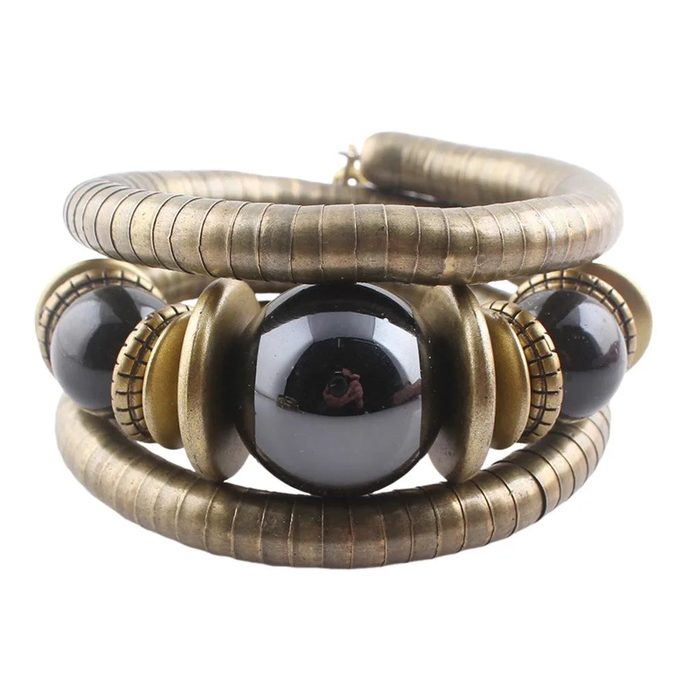 Snake Bangle Stackable Multi-Layer Bracelet Gold & Silver Alloy