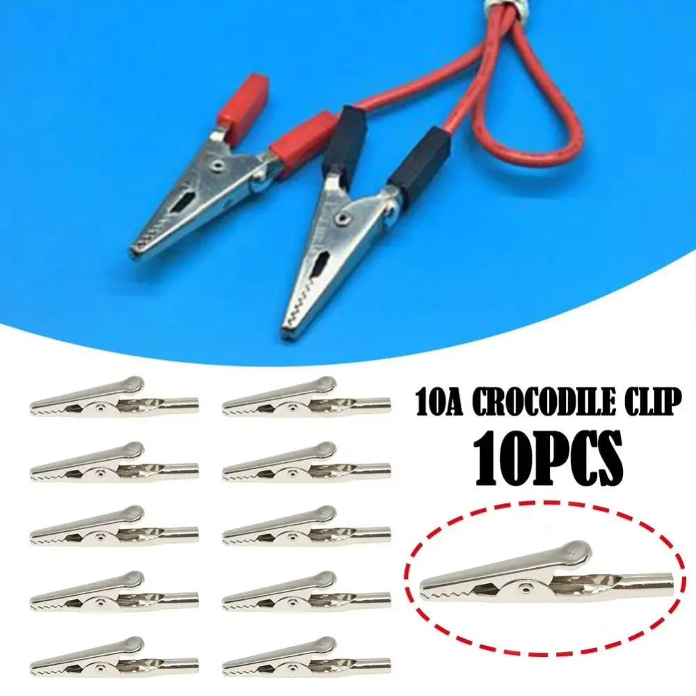 10Pcs 10A Nickel Plated Alligator Clips 51mm Metal Test Clips