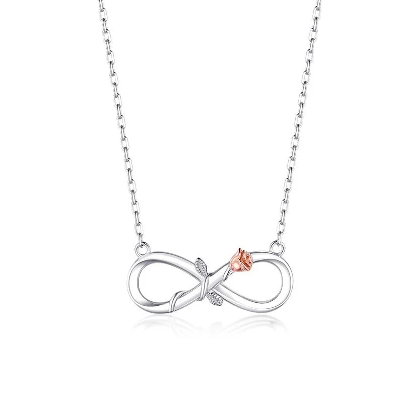 Women's 18K Rose Gold Infinity Pendant Necklace | Silver Tone Pendant Necklace Nixie