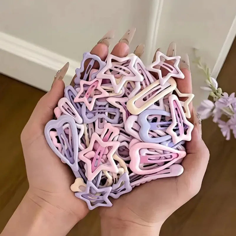 Girls' Pink Heart & Bow Hair Clips – Mixed Pack 10/20/30pcs