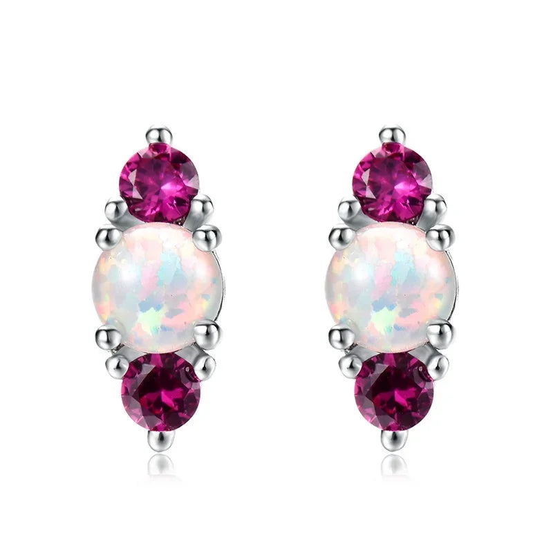 Pink Simulated Opal Dangle Stud Earrings | Wedding Jewelry Gift Dangle Stud Earrings Nixie