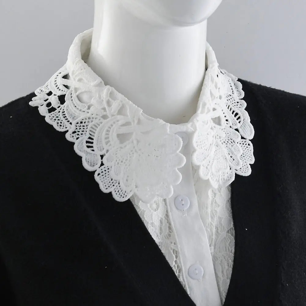 Detachable Lace Fake Collar White Black – Women's Fashion Detachable Lace Collar Nixie