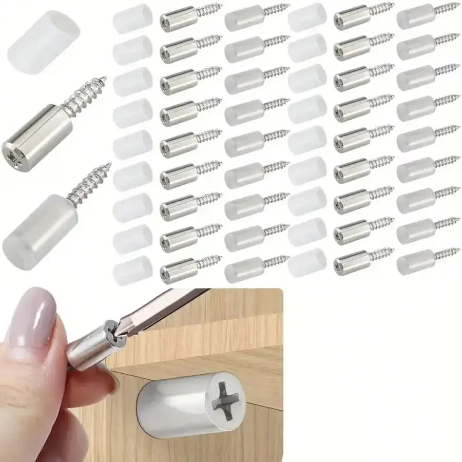 30/60Pcs Self-Tapping Furniture Screws with Anti-Slip Rubber Sleeve Furniture Screws Nixie Silver60pcs