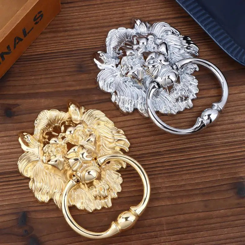 Lion Head Door Knocker Pull Handle – Gold & Silver Zinc Alloy Door Knocker Handle Nixie