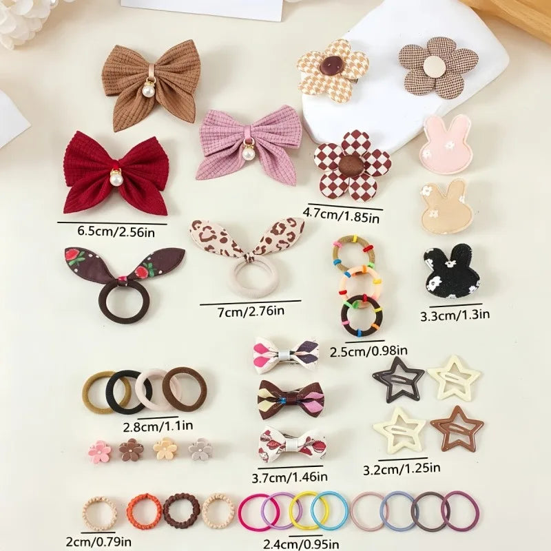170-Pc Girls Elastic Hair Bands Set – Leopard & Caramel Colors Girls Hair Accessories Nixie