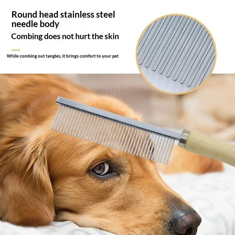 Pet Grooming Comb Wood Handle – Cats & Dogs Deshedding Tool Pet Grooming Comb Nixie